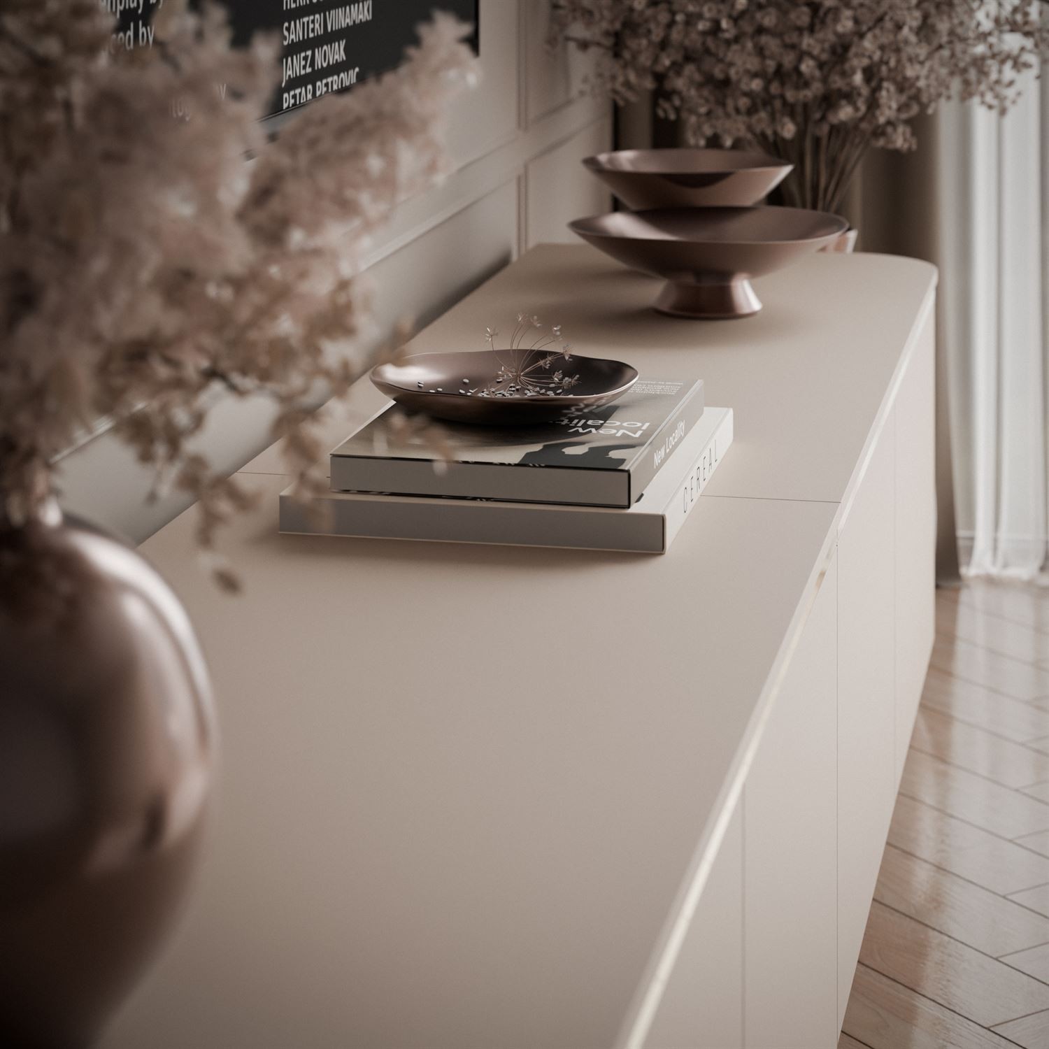 Podwieszana szafka RTV AVELINE 200 cm z oświetleniem LED