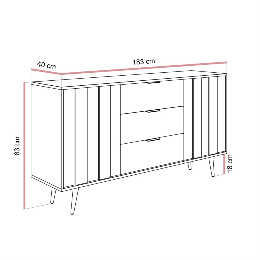 Komoda ALMA 2D3S z oświetleniem LED