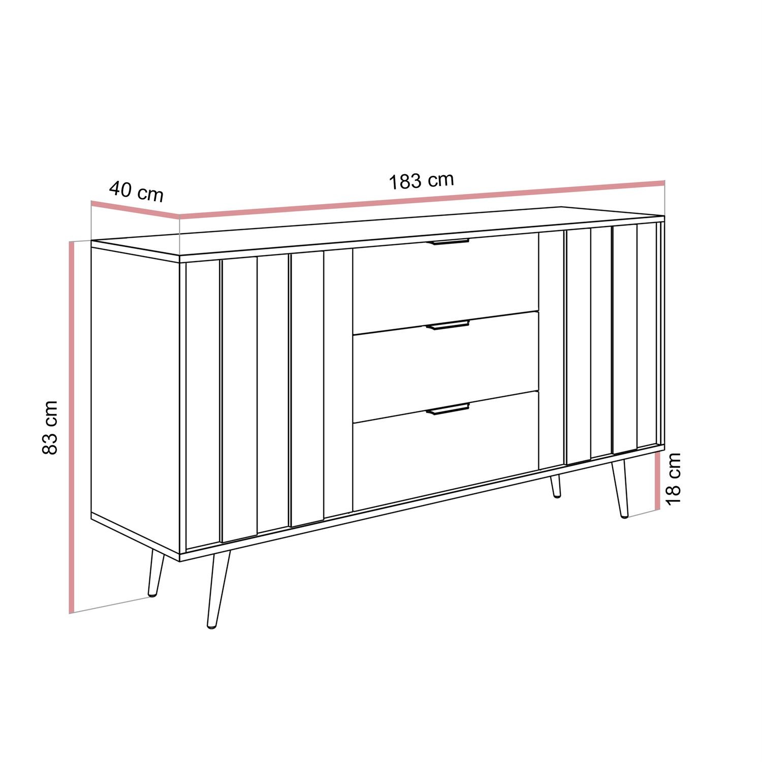 Komoda ALMA 2D3S z oświetleniem LED
