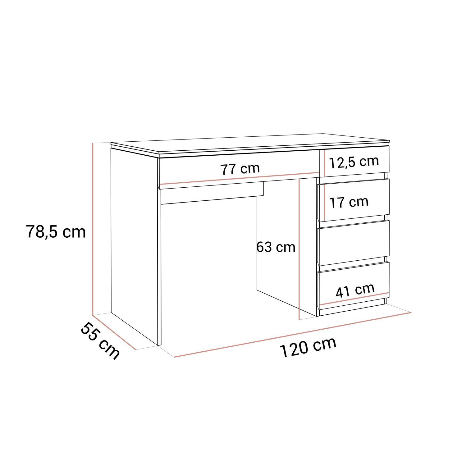 OUTLET Biurko AURORA KASZMIR z szufladami