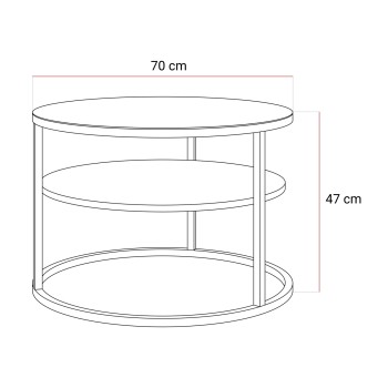 Stolik kawowy CIRI GLASS z półką i stelażem złoty chrom