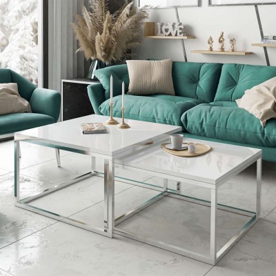 Ława Yoshi 2w1 stolik kawowy połysk stelaż chromowany