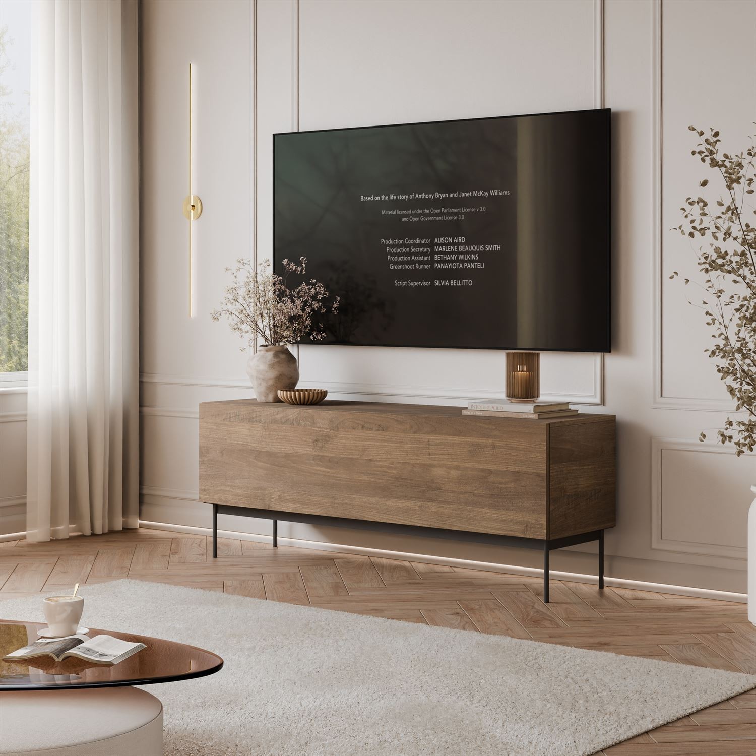 Szafka RTV COLGANTE ORZECH 150 cm na stelażu