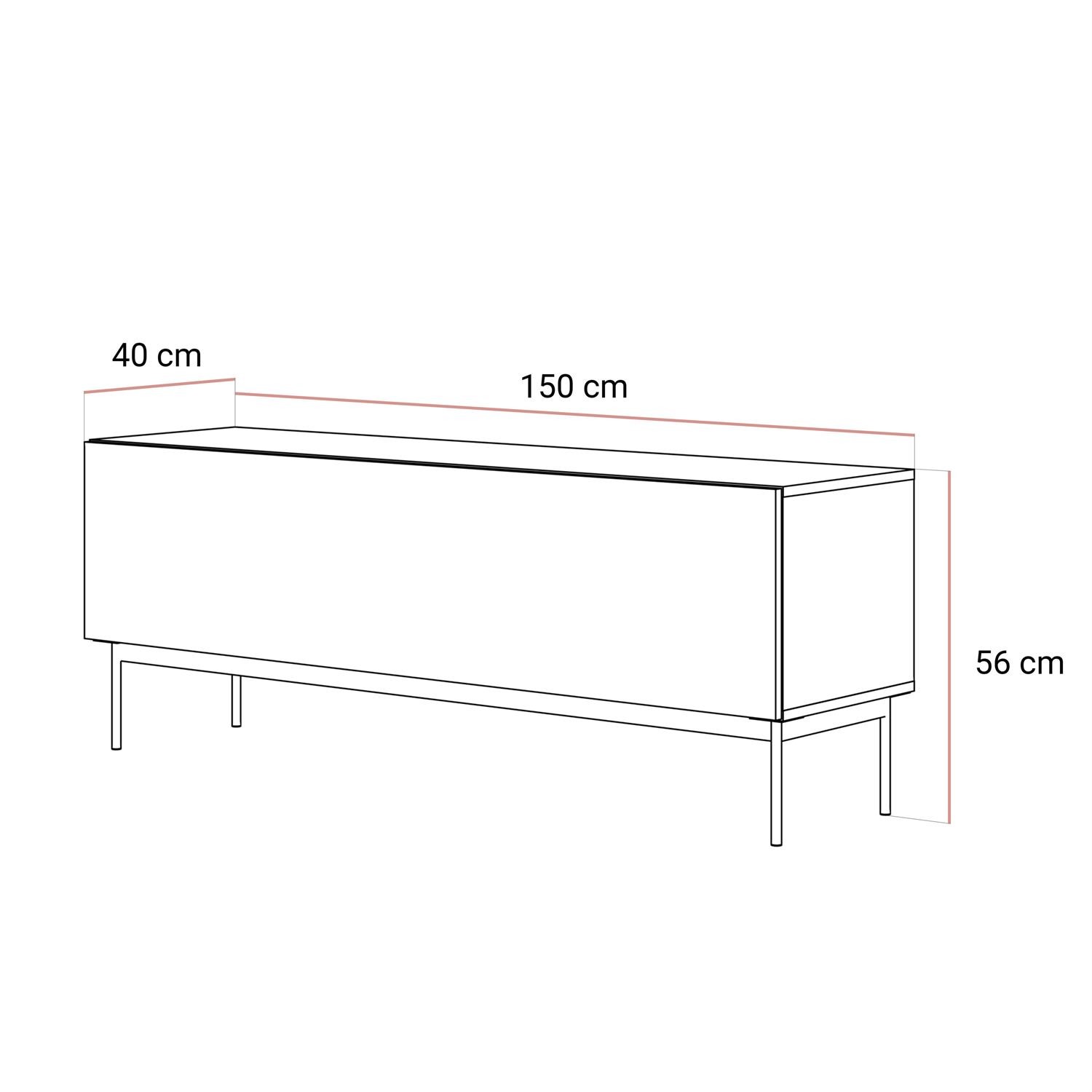 Szafka RTV COLGANTE ORZECH 150 cm na stelażu