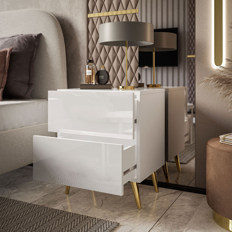 Stolik nocny AURA LUX PUSH OPEN na nóżkach