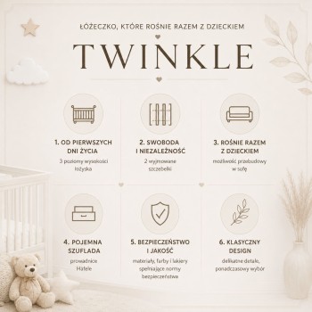 Łóżeczko TWINKLE z szufladą