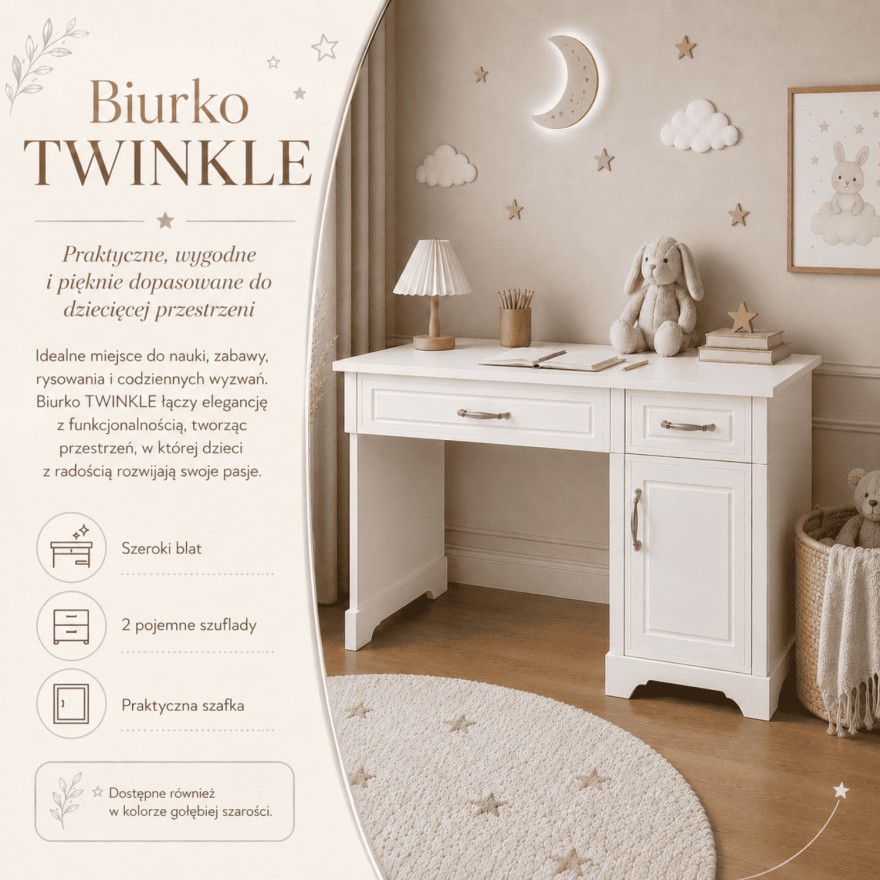 Biurko TWINKLE do pokoju dziecięcego