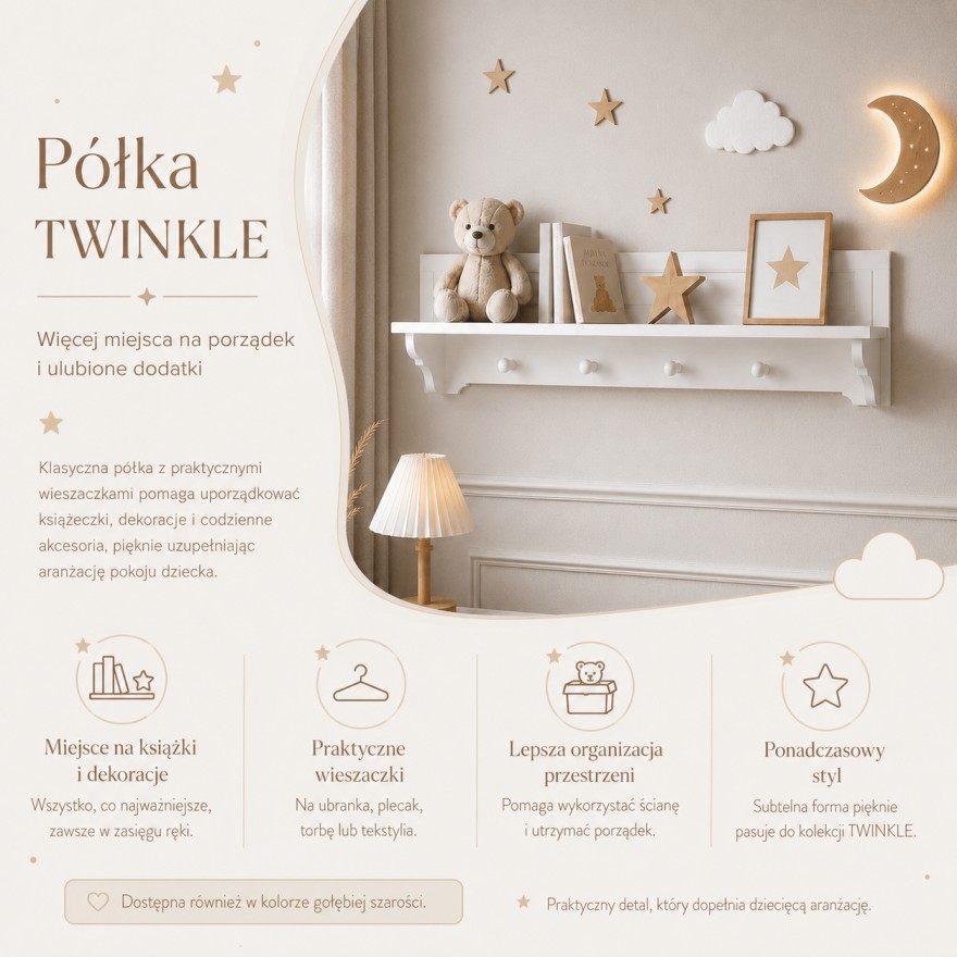 Półka TWINKLE do pokoju dziecięcego