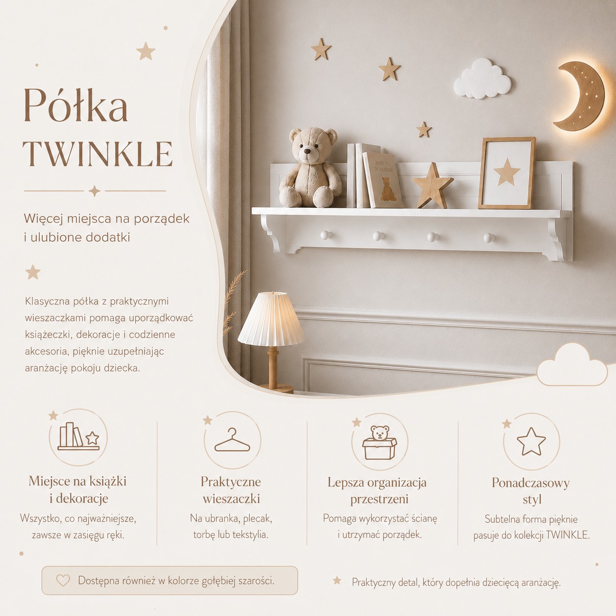 Półka TWINKLE do pokoju dziecięcego