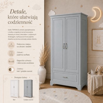 Dwudrzwiowa szafa TWINKLE do pokoju dziecięcego