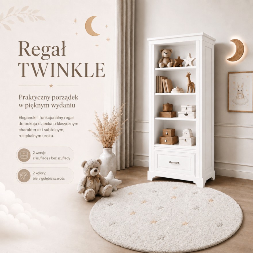 Regał TWINKLE do pokoju dziecięcego