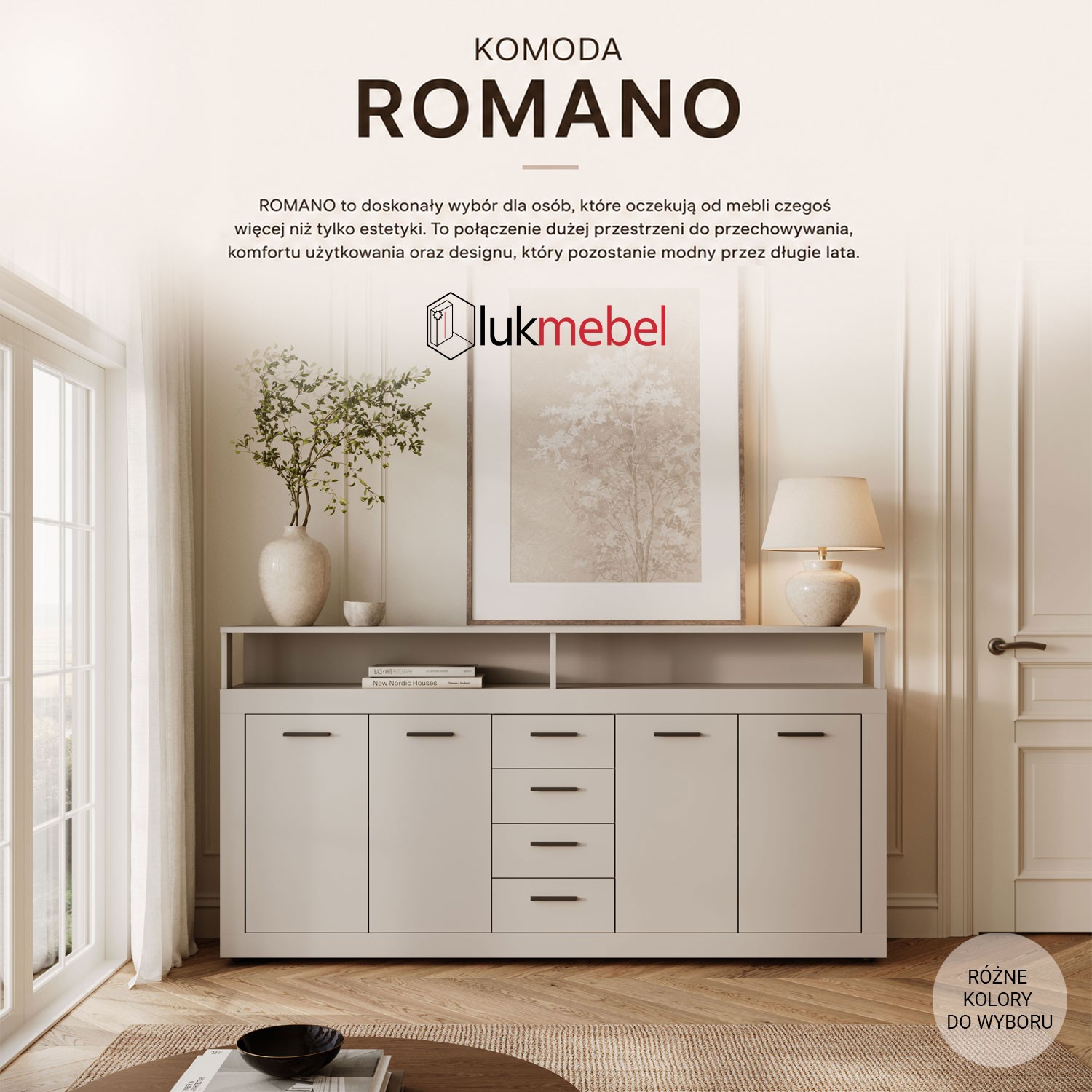 Pojemna komoda ROMANO z szufladami