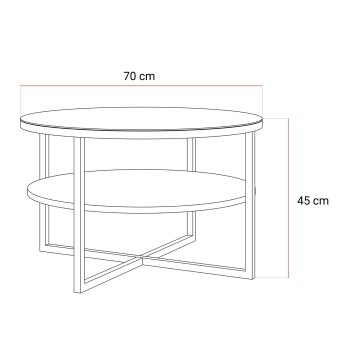 Okrągły stolik kawowy CIRI-X GLASS z półką na chromowanym stelażu