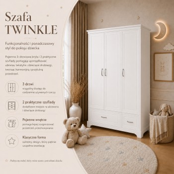 Trzydrzwiowa szafa TWINKLE do pokoju dziecięcego