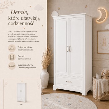 Dwudrzwiowa szafa TWINKLE do pokoju dziecięcego