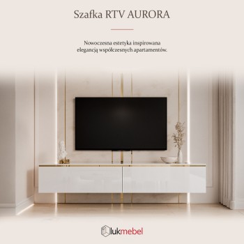 Szafka RTV AURORA BIAŁY POŁYSK
