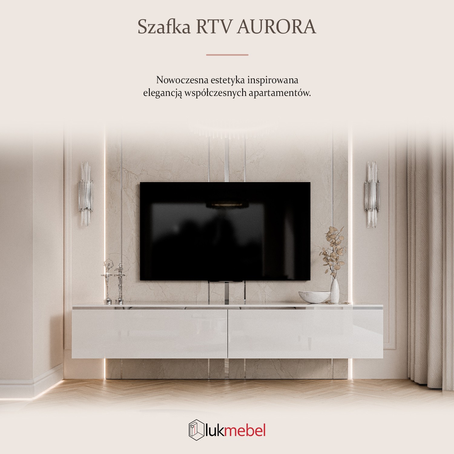 Szafka RTV AURORA SILVER 180 cm