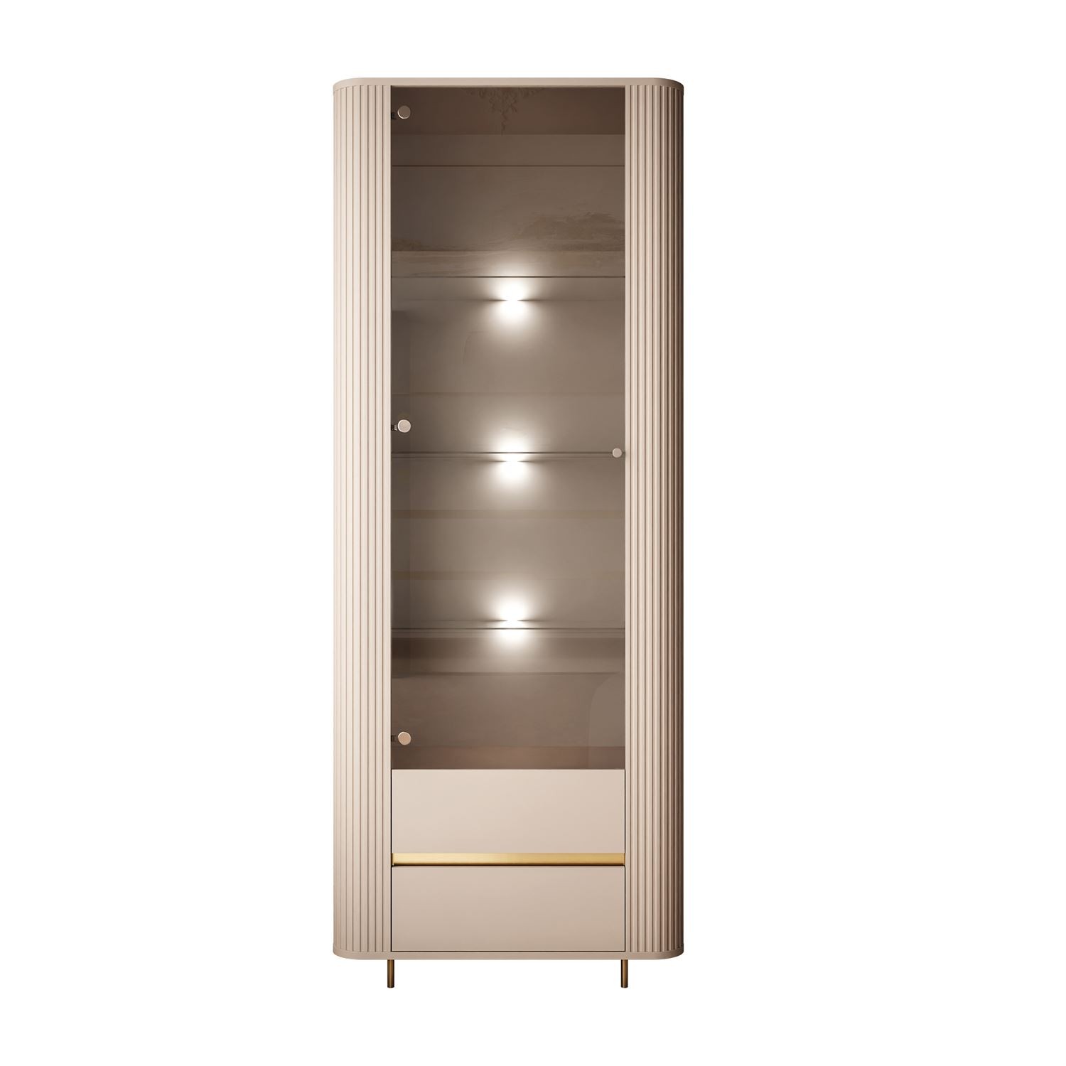 Witryna MIRAGE GOLD z oświetleniem LED i ryflowanymi bokami