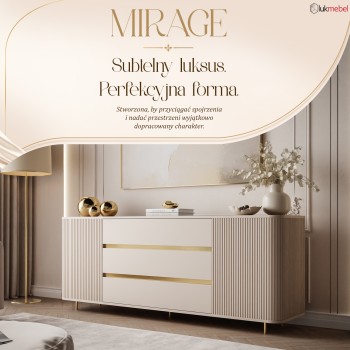 Komoda MIRAGE GOLD 2D3S z ryflowanymi bokami i złotymi detalami