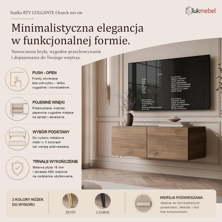 Wisząca szafka RTV COLGANTE ORZECH 100