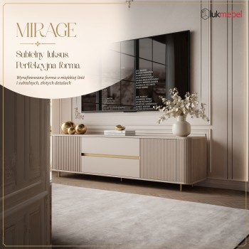 Szafka RTV MIRAGE GOLD 180 cm z ryflowanymi frontami