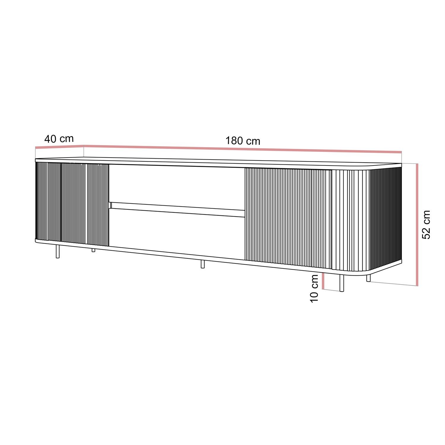 Szafka RTV MIRAGE GOLD 180 cm z ryflowanymi frontami