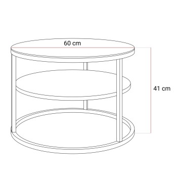 Okrągły stolik kawowy CIRI SLIM GLASS z półką na złotym szczotkowanym stelażu