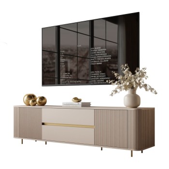 Szafka RTV MIRAGE GOLD 180 cm z ryflowanymi frontami