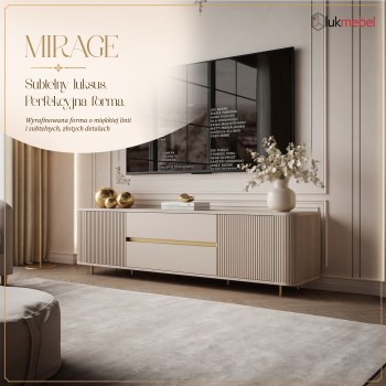 Szafka RTV MIRAGE GOLD 180 cm z ryflowanymi frontami