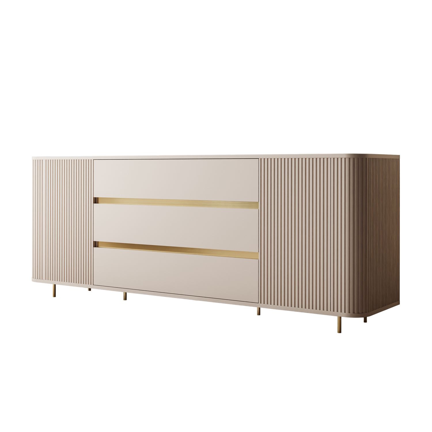 Komoda MIRAGE GOLD 2D3S z ryflowanymi bokami i złotymi detalami