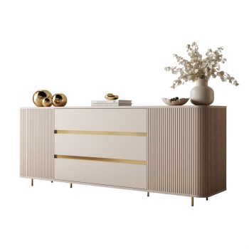 Komoda MIRAGE GOLD 2D3S z ryflowanymi bokami i złotymi detalami