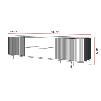 Szafka RTV MIRAGE GOLD 180 cm z ryflowanymi frontami