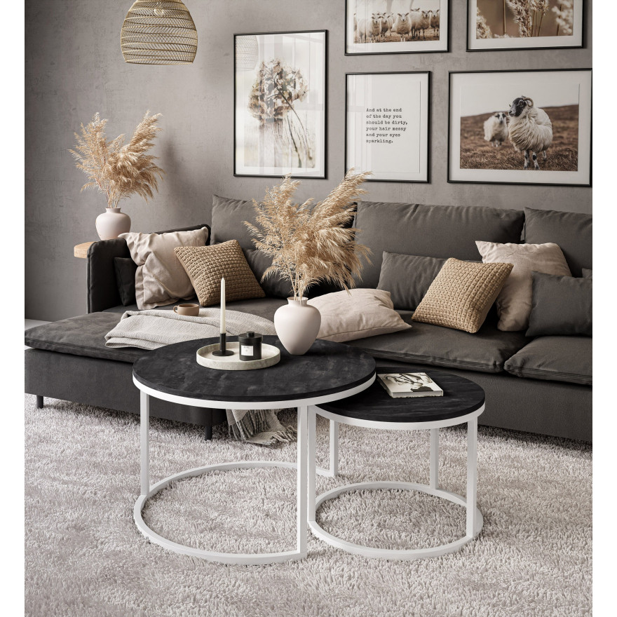 Okrągły stelaż do ławy 2w1 czarny i biały