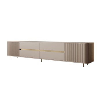 Szafka RTV MIRAGE GOLD 240 cm z ryflowanymi frontami