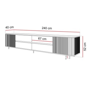 Szafka RTV MIRAGE GOLD 240 cm z ryflowanymi frontami