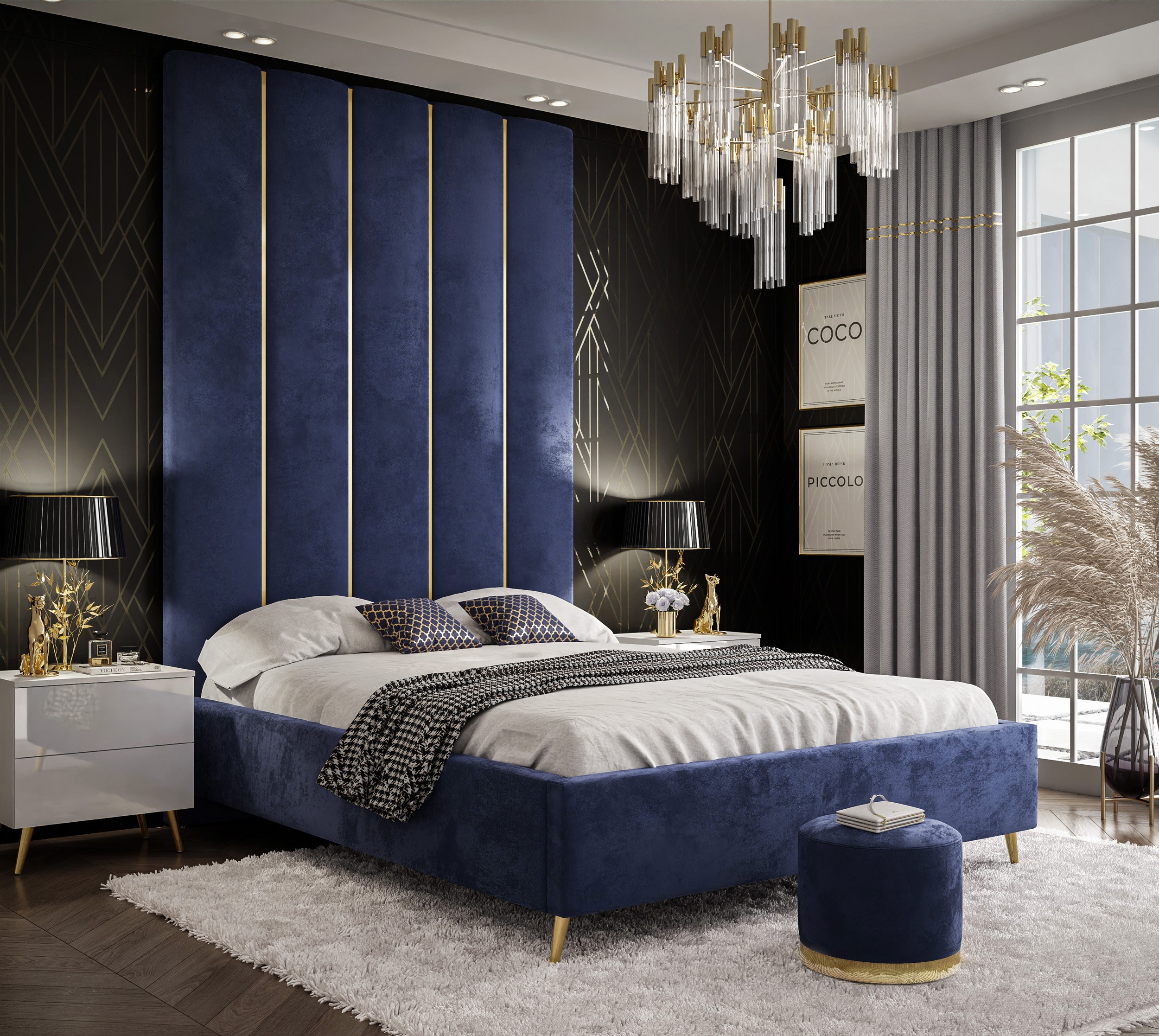 Rama łóżka z panelami tapicerowanymi Magic Velvet 2216