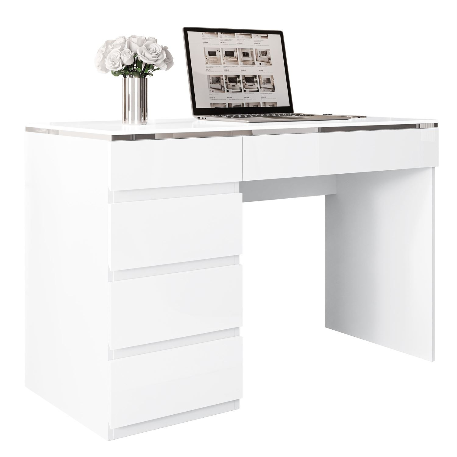OUTLET Biurko AURORA SILVER z szufladami