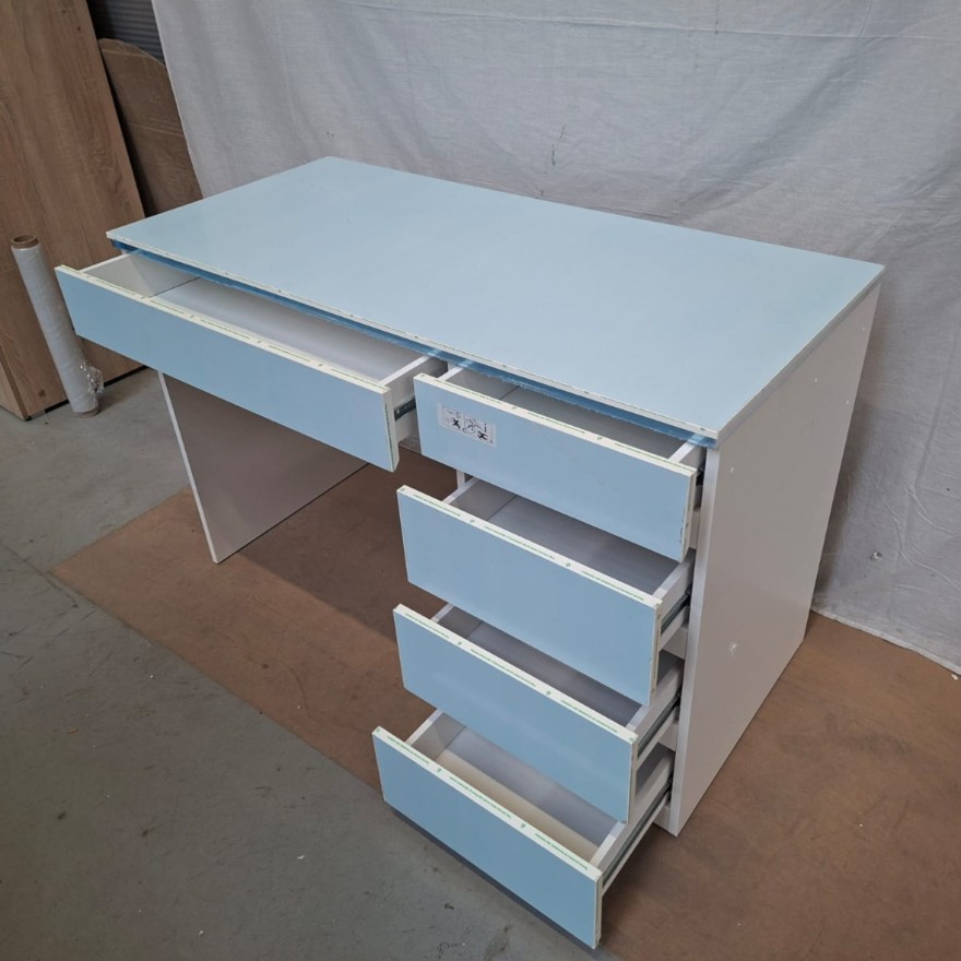 OUTLET Biurko AURORA SILVER z szufladami