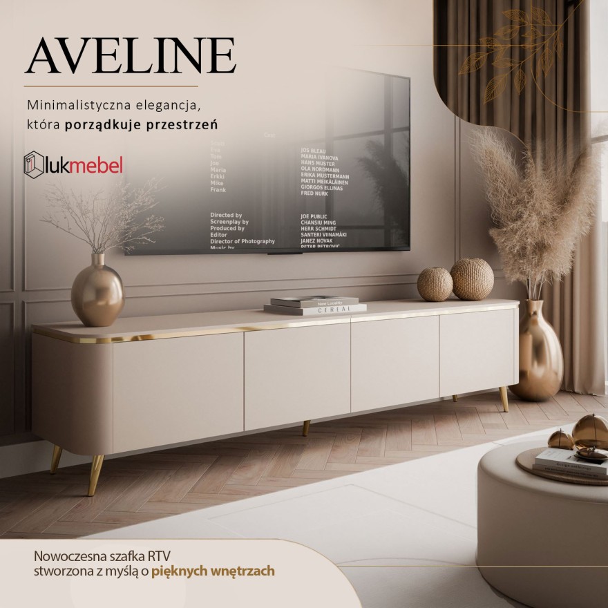 Szafka RTV AVELINE 200 cm z oświetleniem LED