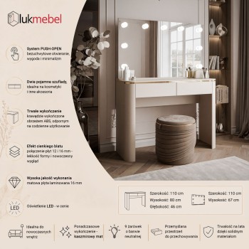 Toaletka AVELINE ELITE z lustrem i oświetleniem LED