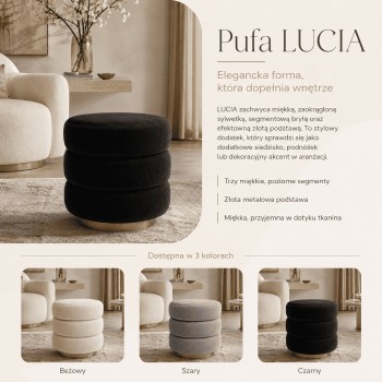 Pufa LUCIA glamour ze złotą podstawą
