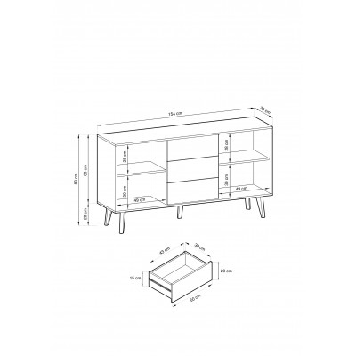 Komoda dwudrzwiowa CONE z szufladami KSZ154 Komoda dwudrzwiowa CONE z szufladami KSZ154