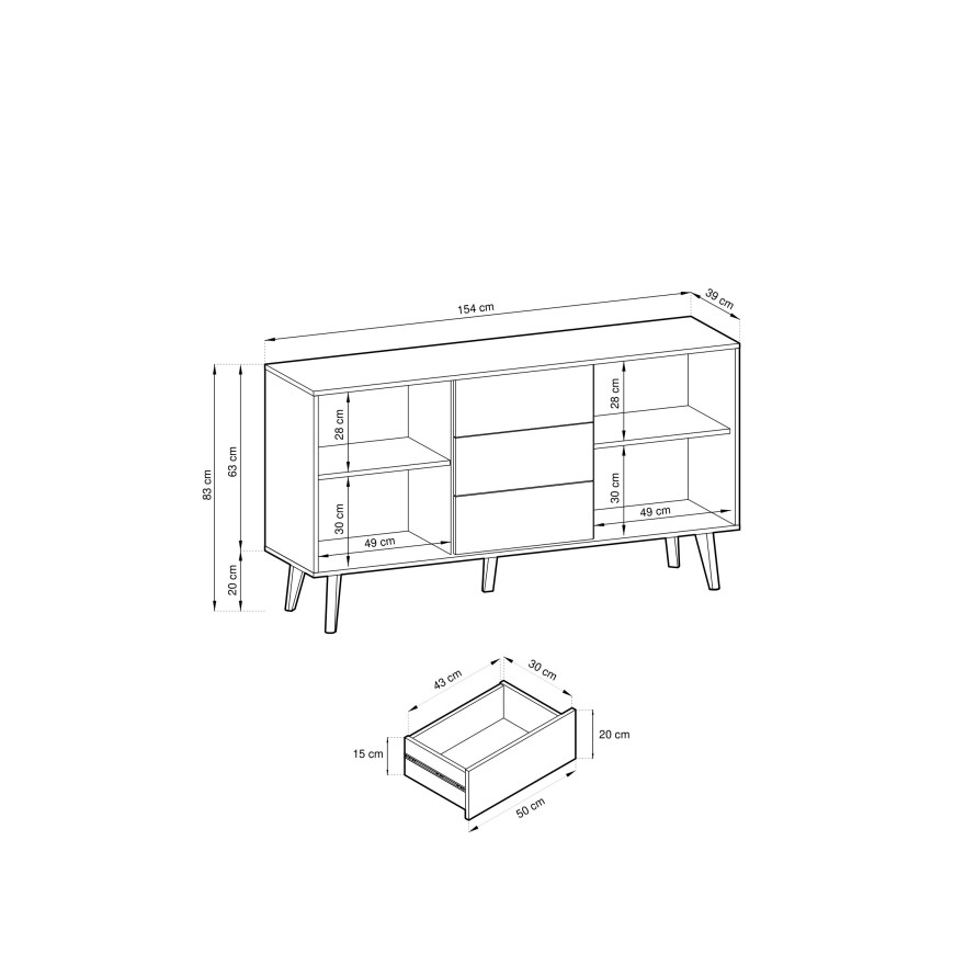 Komoda dwudrzwiowa CONE z szufladami KSZ154 Komoda dwudrzwiowa CONE z szufladami KSZ154