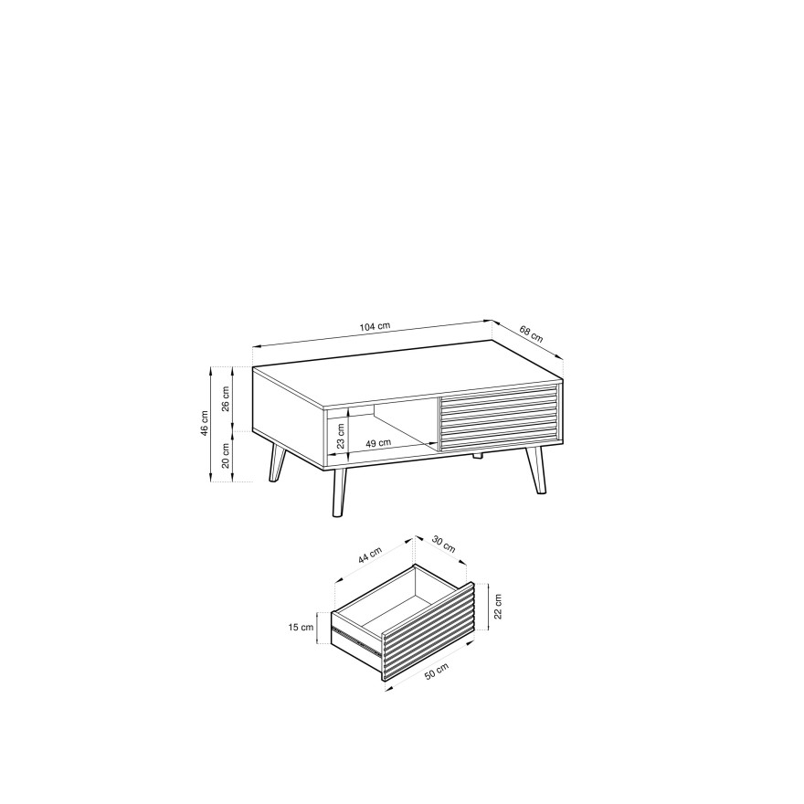 Stolik kawowy CONE z szufladą L104