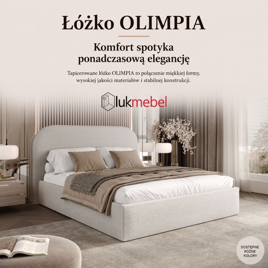 Łóżko tapicerowane OLIMPIA z pojemnikiem na pościel