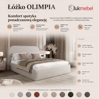 Łóżko tapicerowane OLIMPIA z pojemnikiem na pościel