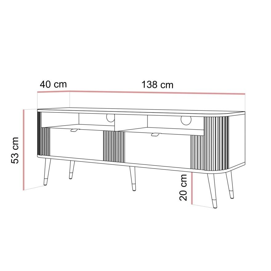 Szafka RTV Yvette 138 cm z dwiema szufladami