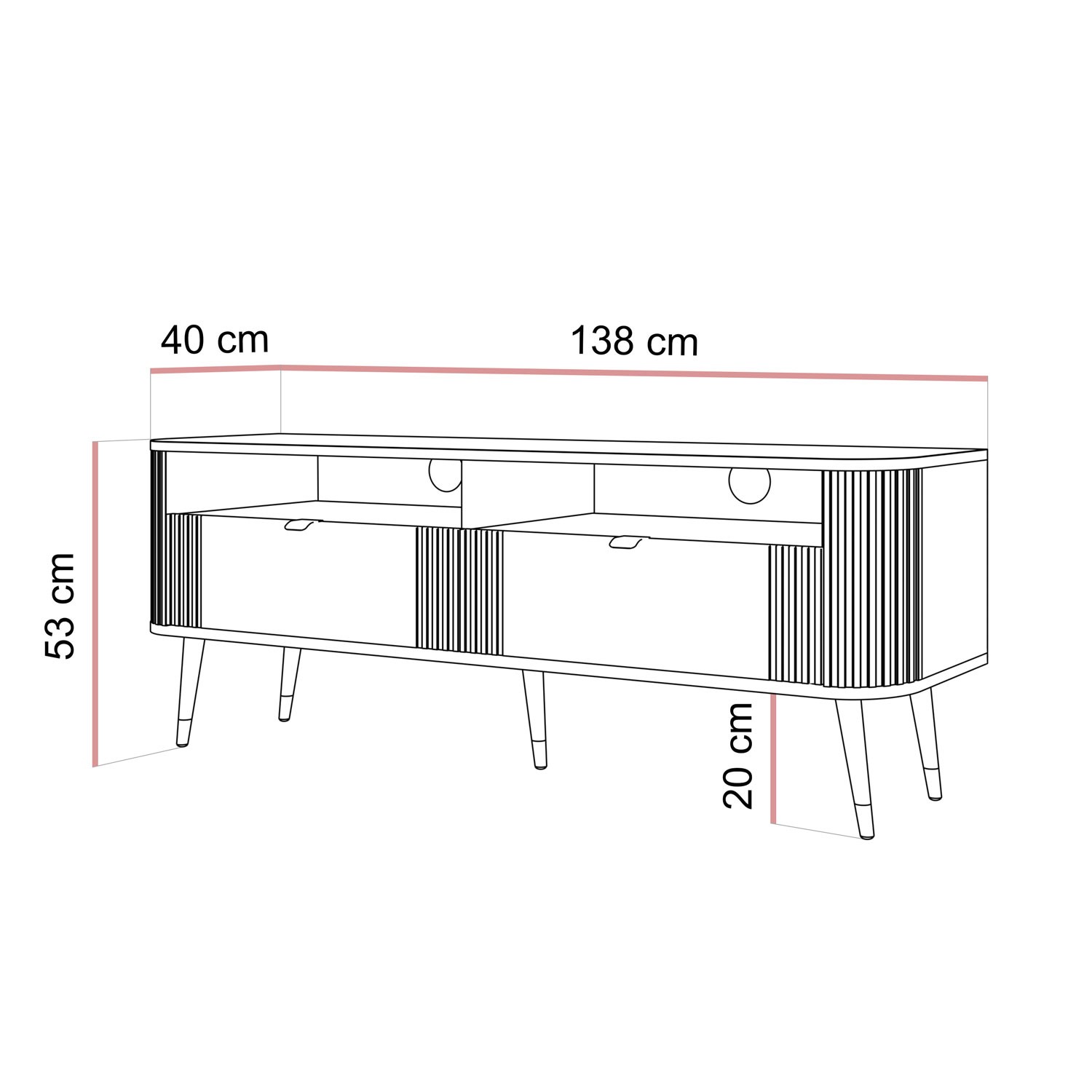 Szafka RTV Yvette 138 cm z dwiema szufladami