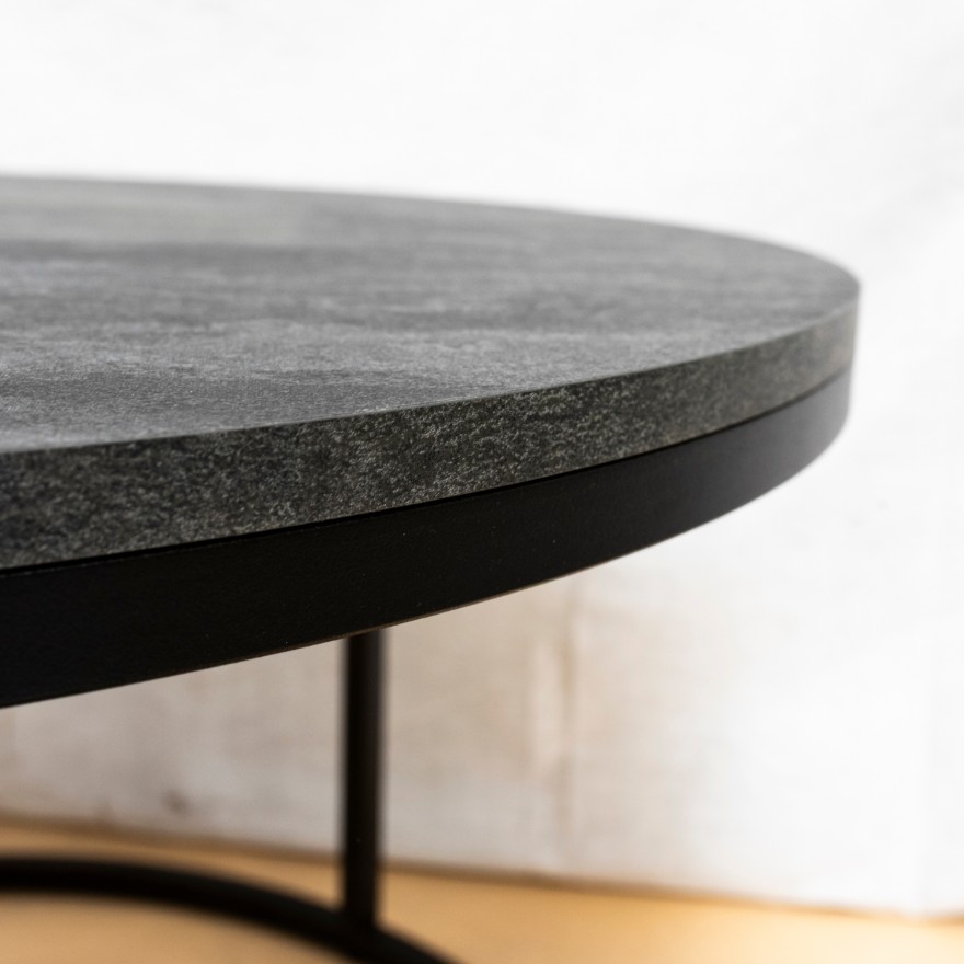 OUTLET Okrągły stolik kawowy 2w1 CIRI ciemny beton
