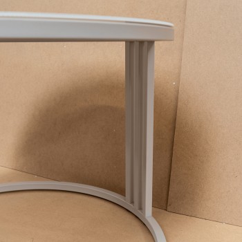 OUTLET Okrągły stolik kawowy LORI GLASS na kaszmirowym stelażu